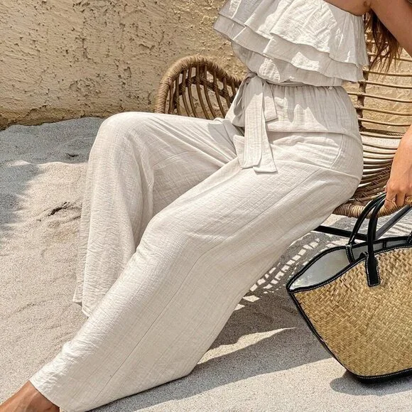 Apricot Casual Women's Ruffled Vacation Jumpsuit - Picture 5 of 7